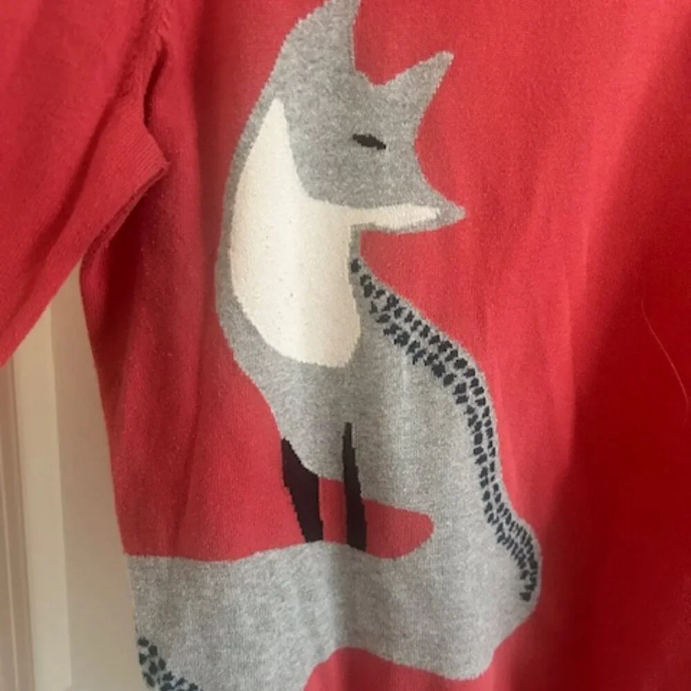 LOFT Coral Sweater with Fox Design - Picture 7 of 7
